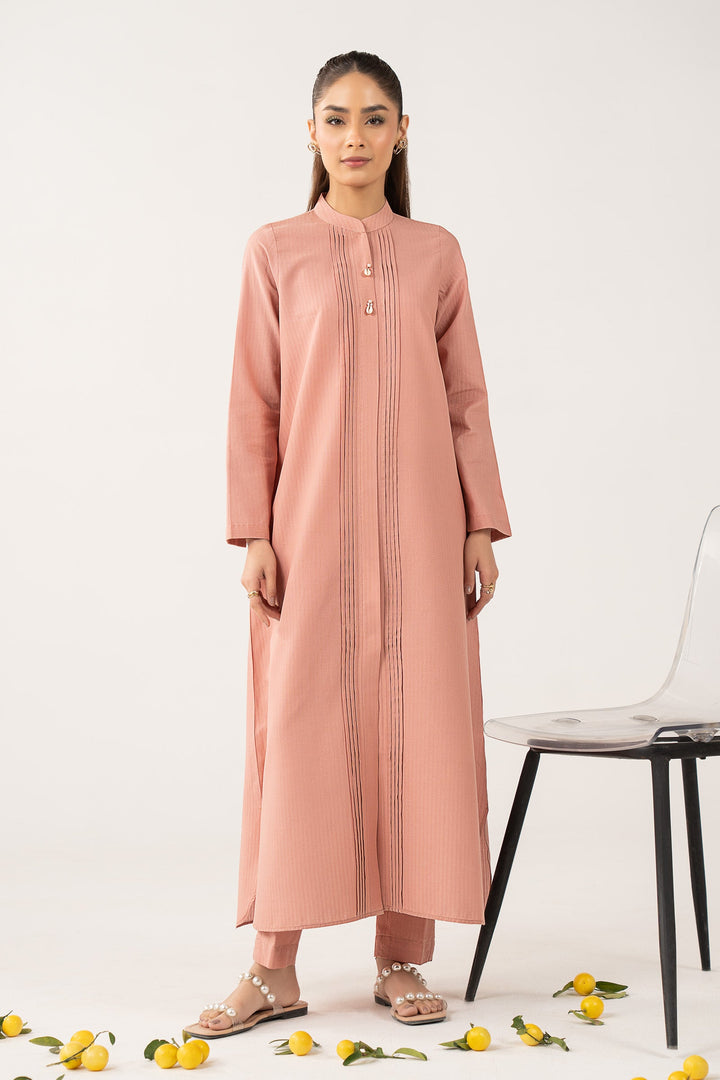 2 Pc Dyed Pinstripe Cotton Suit m-basic Casuals MB26112-ESM-PNK
