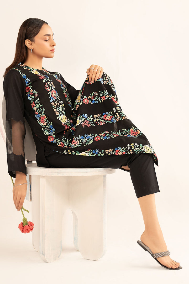 2 Pc Embroidered Lawn Suit Eid Collection MB26130-ESM-BLK