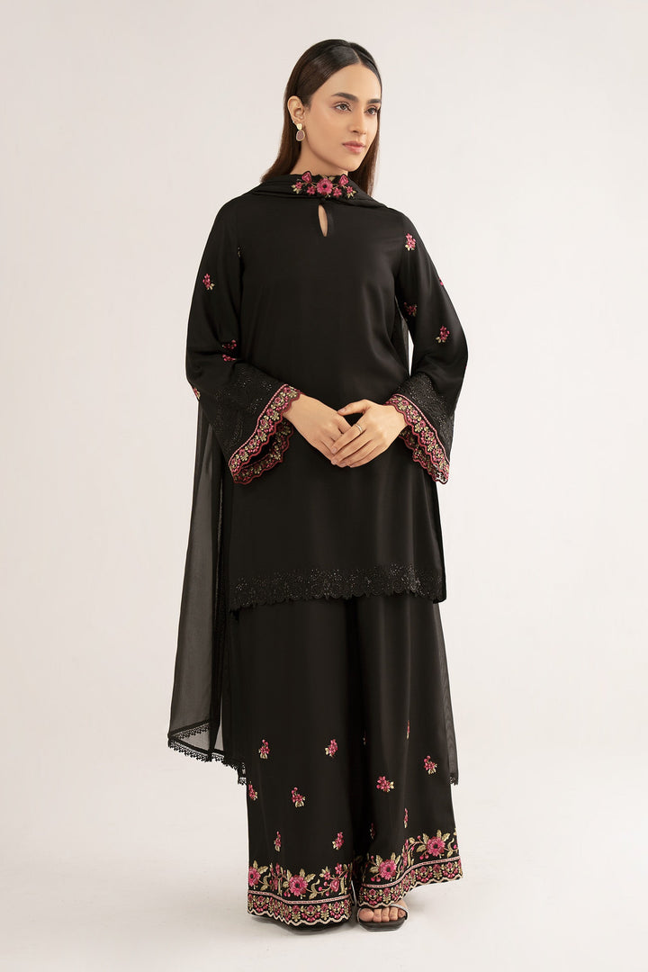 3 Pc Embroidered Arabic Lawn Suit m-basic Casuals MB26157-ESM-BLK