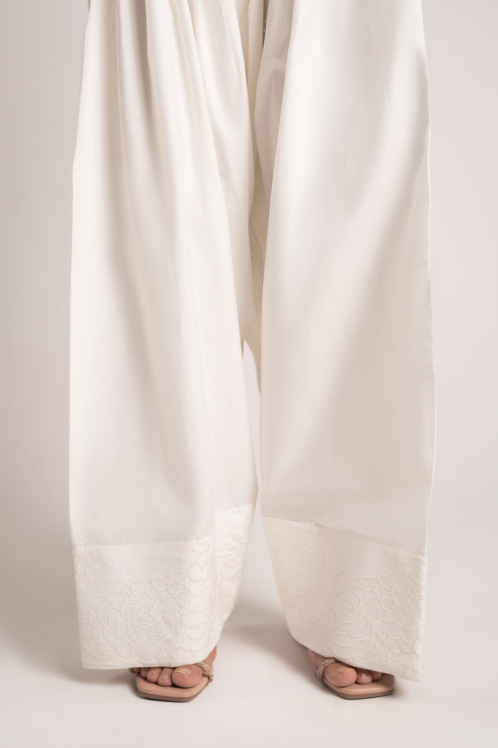 Embroidered Cambric Shalwar Bottoms MB26181-ESM-WHT