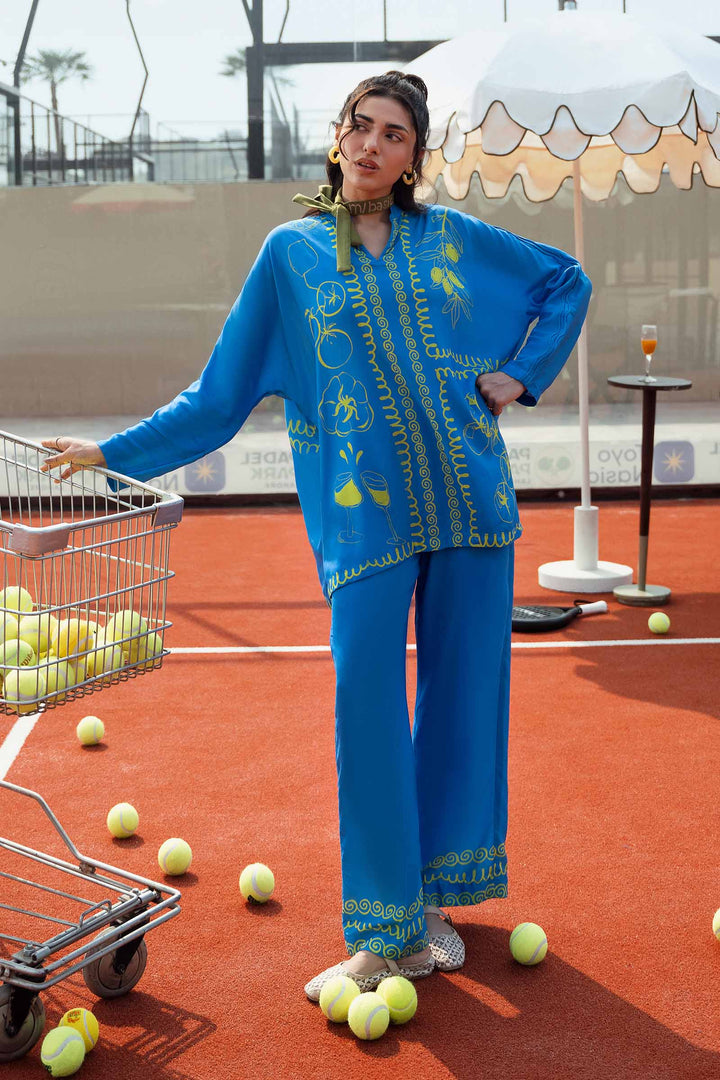 2 Pc Printed Arabic Lawn Suit m-basic Casuals MB26189-ESM-BLU