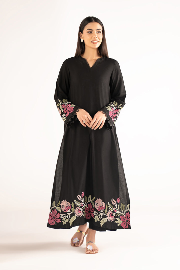Embroidered Slub Lawn Shirt m-basic Casuals MBC2666-ESM-BLK