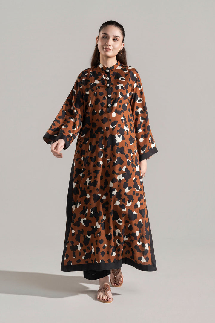 Printed Arabic Lawn Shirt m-basic Casuals MBC2669-ESM-BRN