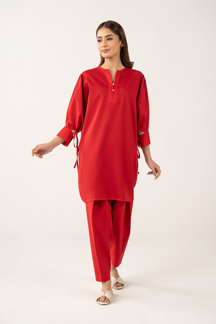 2 Pc Dyed Lawn Suit m-basic Casuals MBC2686-ESM-RED