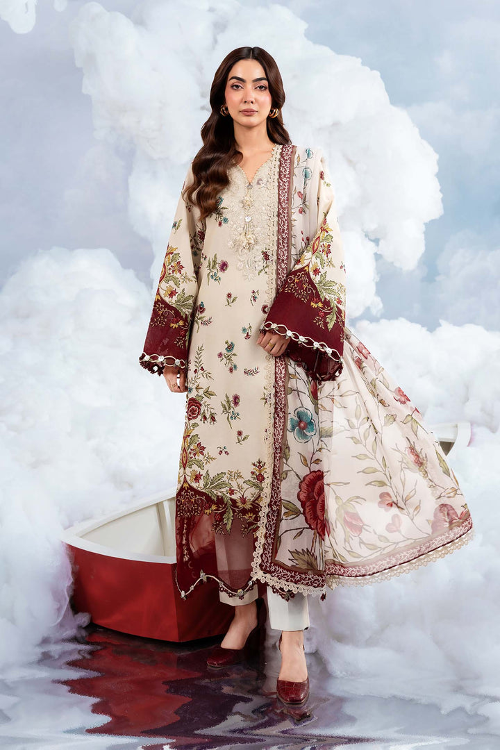3 Pc Unstitched Embroidered Lawn Suit Eid Collection MB1401A-999-OFW