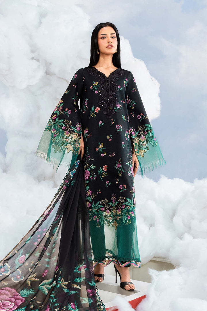3 Pc Unstitched Embroidered Lawn Suit Eid Collection MB1401B-999-BLK
