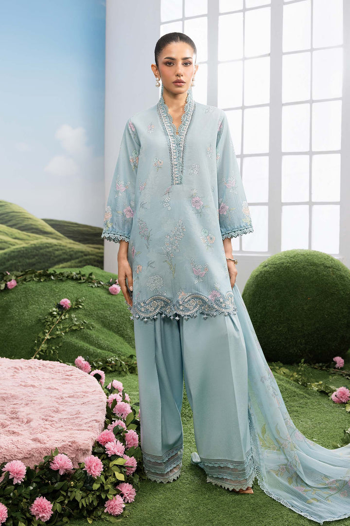 3 Pc Unstitched Embroidered Lawn Suit Eid Collection MB1402B-999-SBL