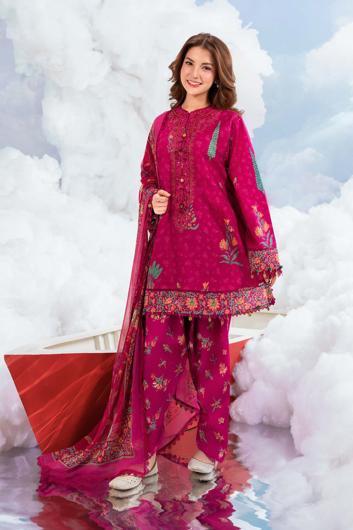 3 Pc Unstitched Embroidered Lawn Suit Eid Collection MB1403B-999-PNK