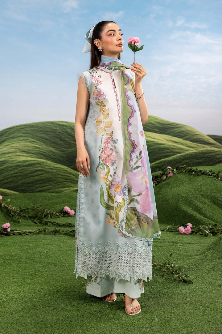 3 Pc Unstitched Embroidered Lawn Suit Eid Collection MB1405A-999-IBU