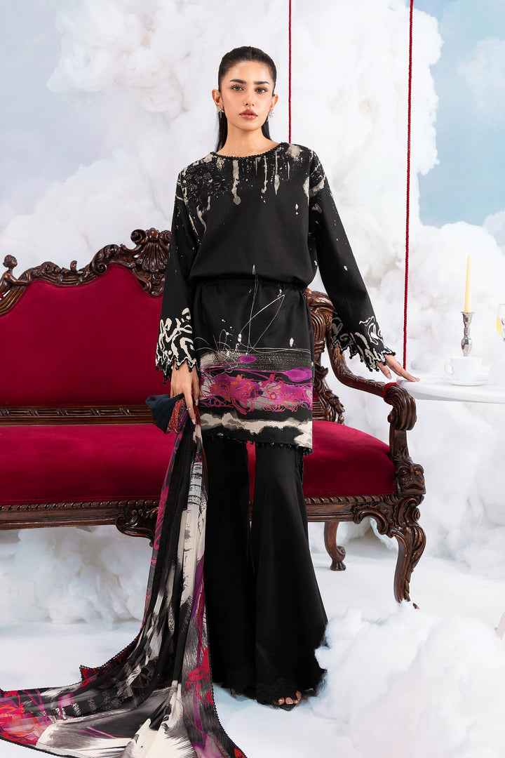 3 Pc Unstitched Embroidered Lawn Suit Eid Collection MB1406A-999-BLK