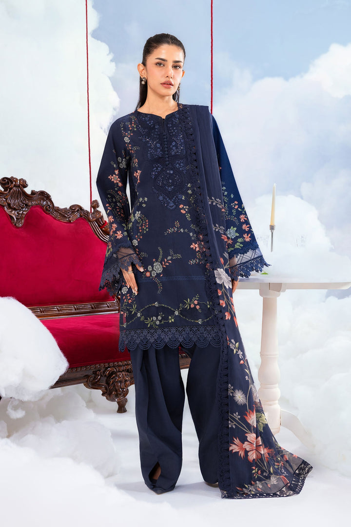 3 Pc Unstitched Embroidered Lawn Suit Eid Collection MB1407B-999-NBU