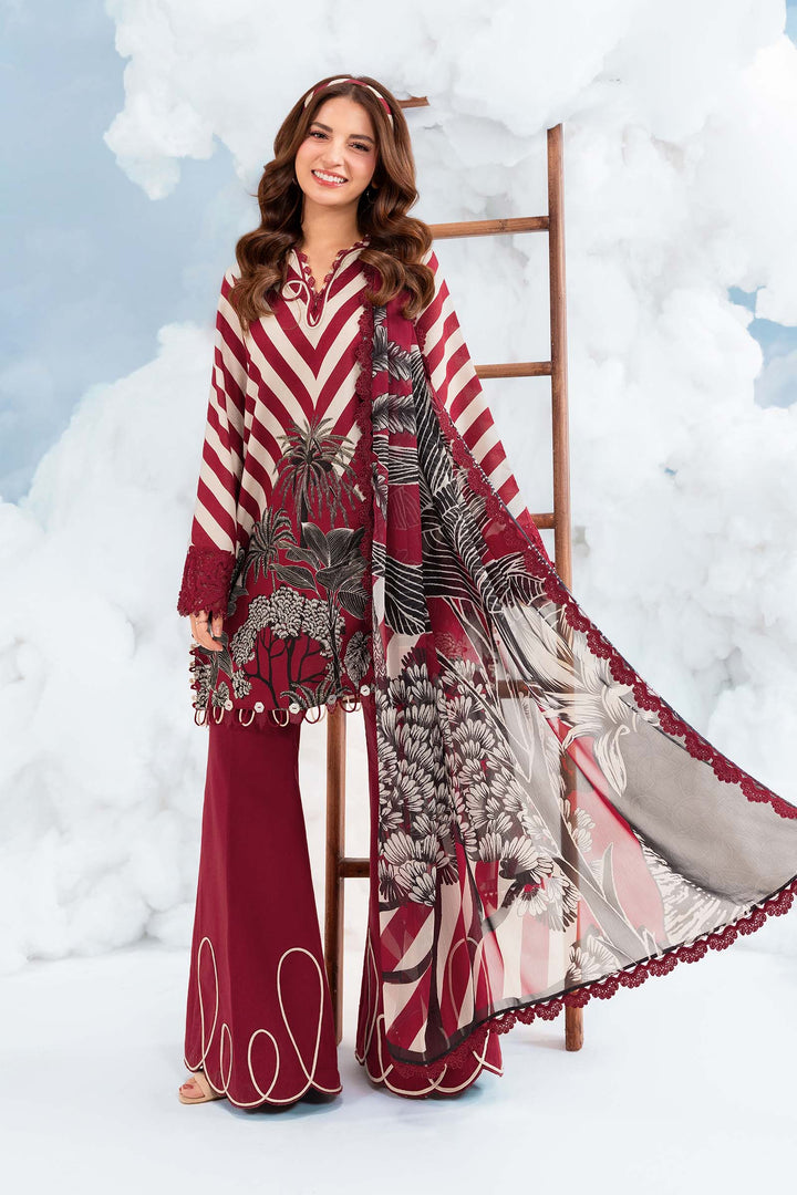 3 Pc Unstitched Embroidered Lawn Suit Eid Collection MB1408B-999-MRN