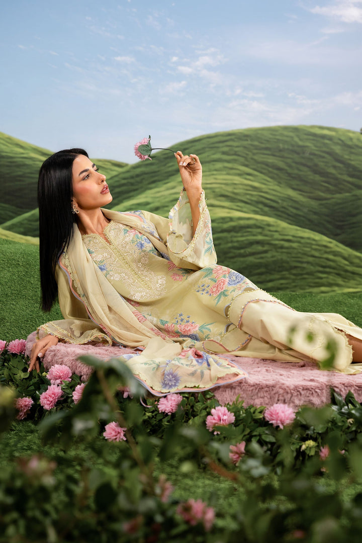 3 Pc Unstitched Embroidered Lawn Suit Eid Collection MB1411A-999-BTY