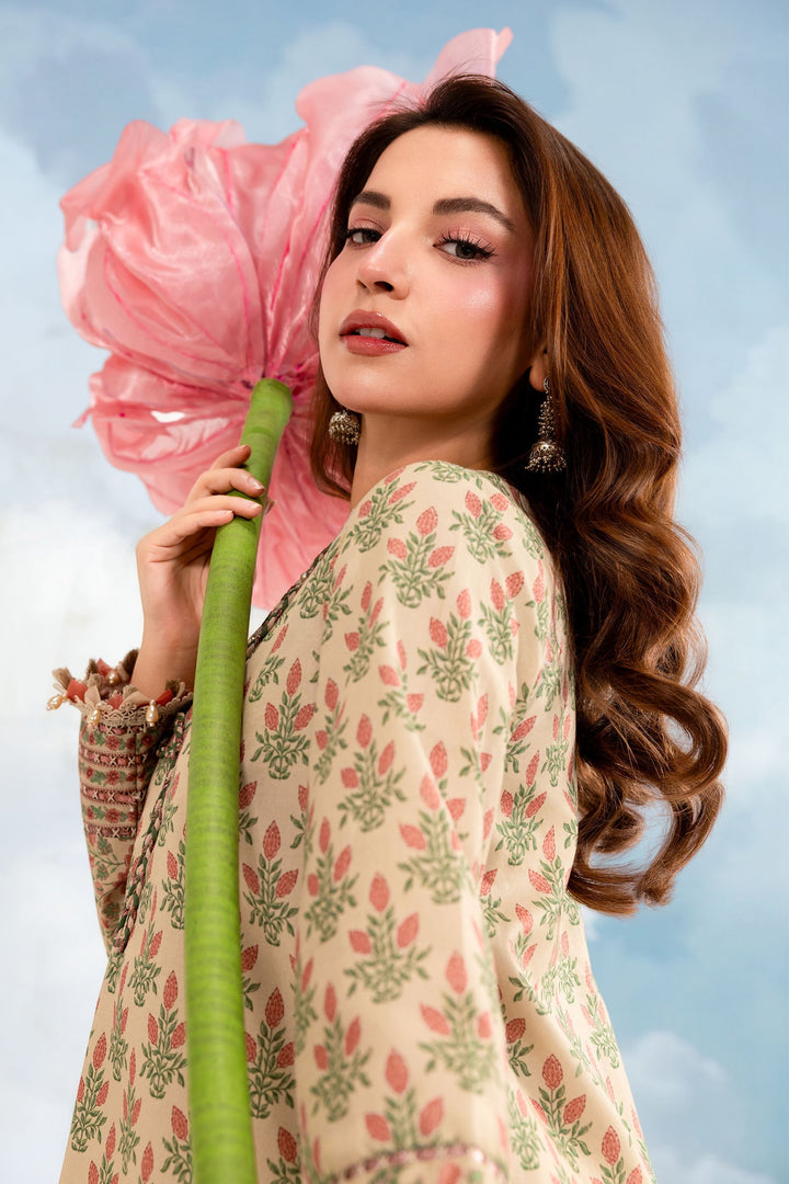 3 Pc Unstitched Embroidered Lawn Suit Eid Collection MB1412A-999-BEG