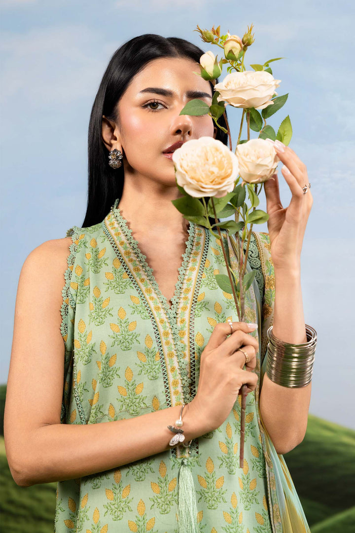 3 Pc Unstitched Embroidered Lawn Suit Eid Collection MB1412B-999-GRN