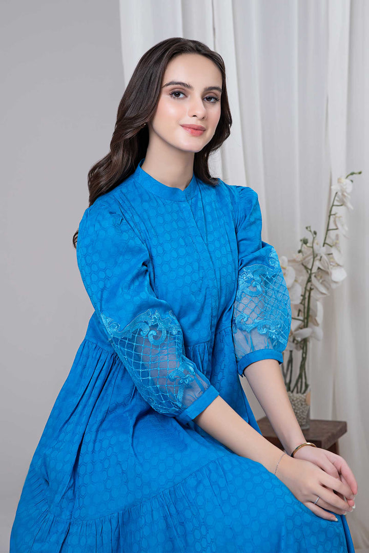 Dyed Dobby Lawn Dress m-basic Casuals MB24194-ESM-BLU