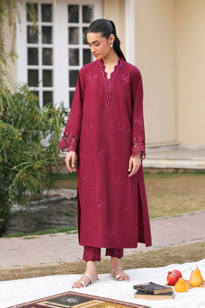 2 Pc Embroidered Bamberg Raw Silk Suit Eid Collection MBF2613-ESM-PLM