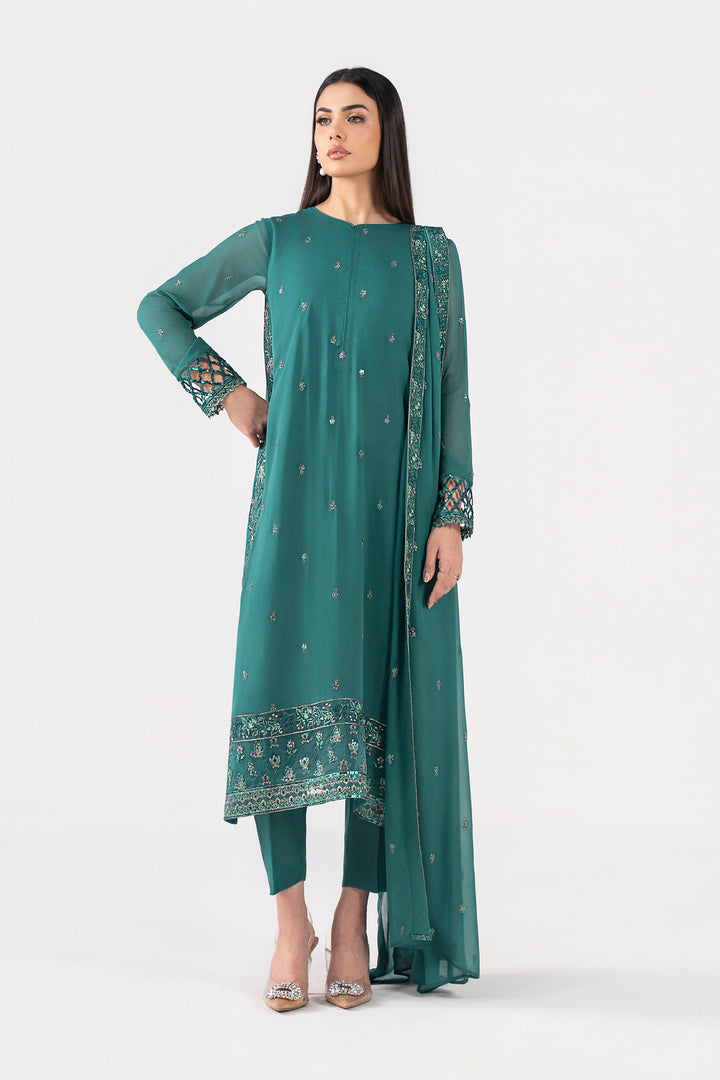 3 Pc Embroidered Chiffon Suit m-basic Formal MBSP803-SML-TGN