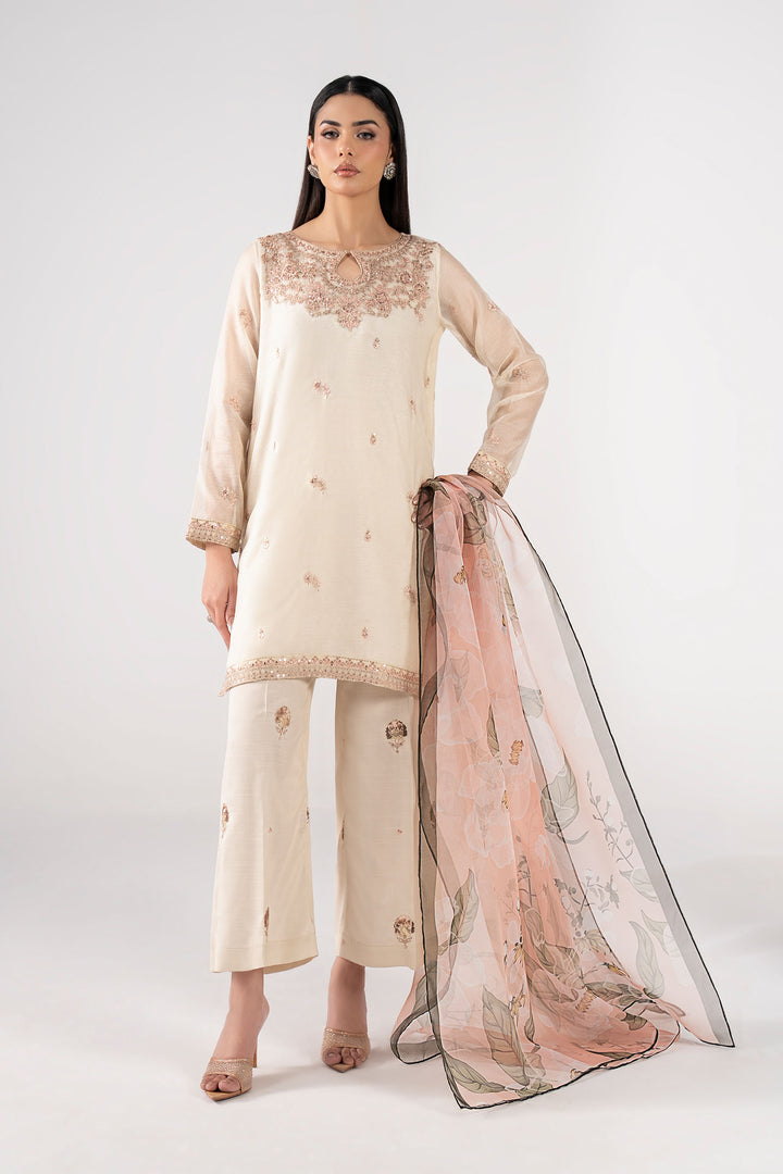 3 Pc Embroidered Silk Cotton Net Suit m-basic Formal MBSP805-SML-OFW