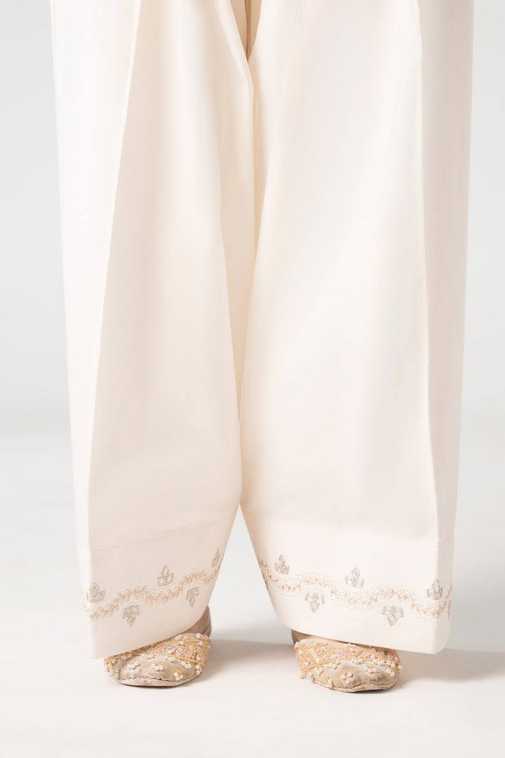 Embroidered Cambric Shalwar Bottoms MBSST02-ESM-WHT