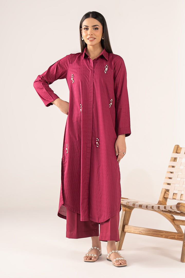 Embellished Dobby Shirt m-basic Casuals MBSST11-ESM-PNK