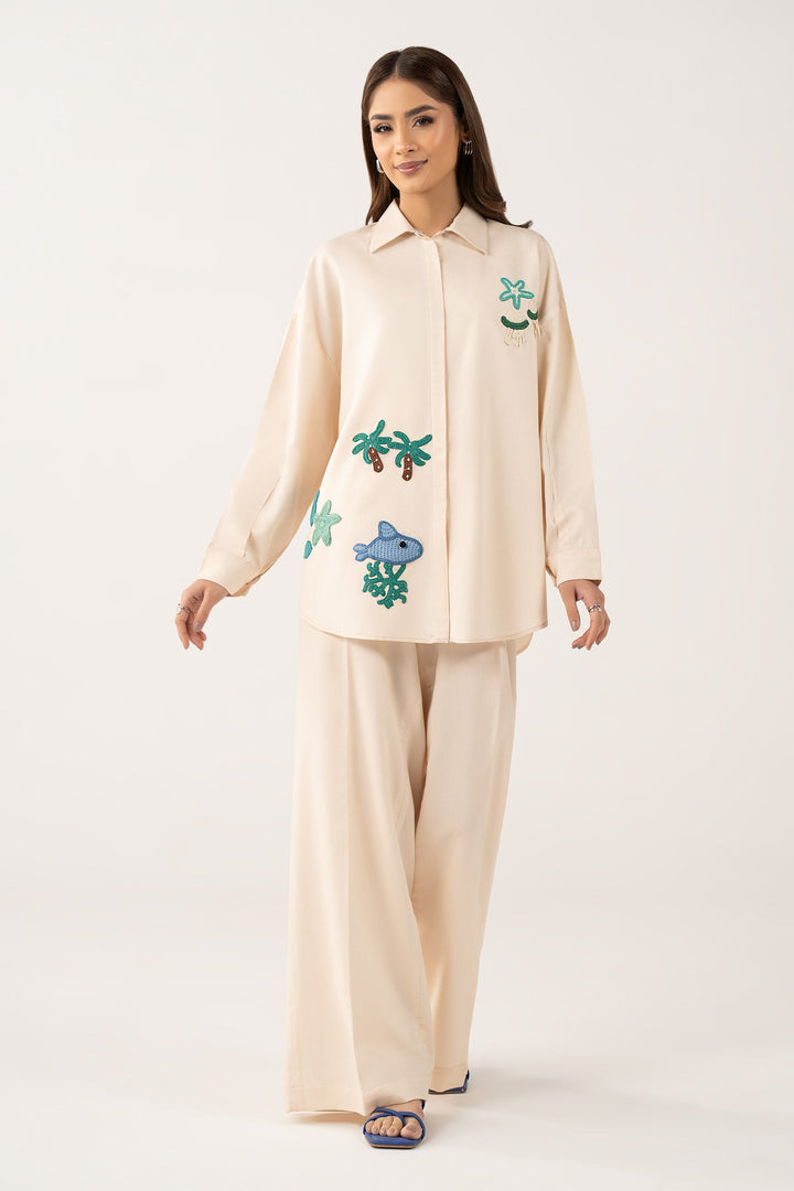 2 Pc Dyed Arabic Lawn Suit m-basic Casuals MBSST18-ESM-WHT