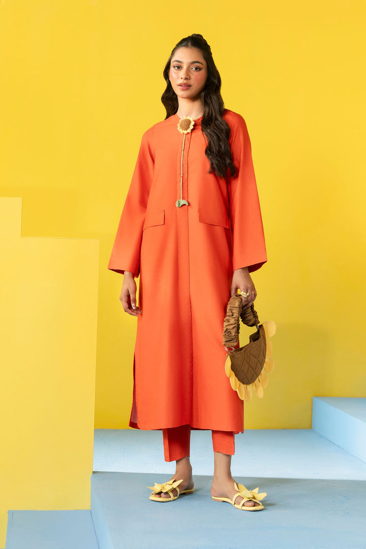 2 Pc Dyed Arabic Lawn Suit m-basic Casuals MBSST69-ESM-ORG