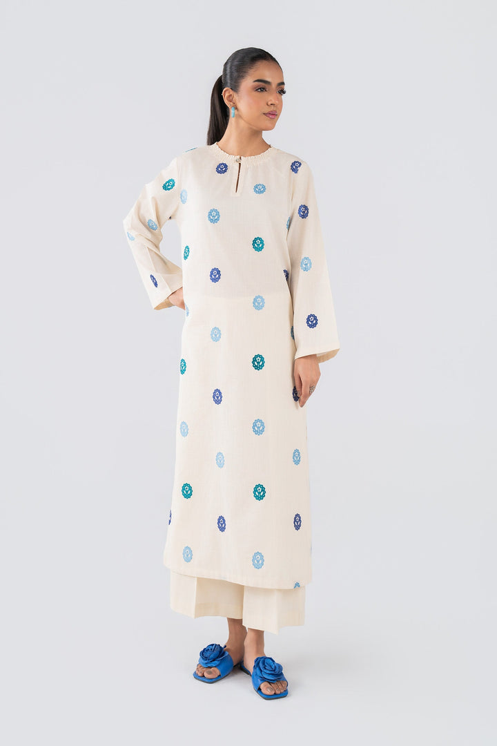 2 Pc Embroidered Crosshatch Lawn Suit Eid Collection MBSST76-ESM-BEG