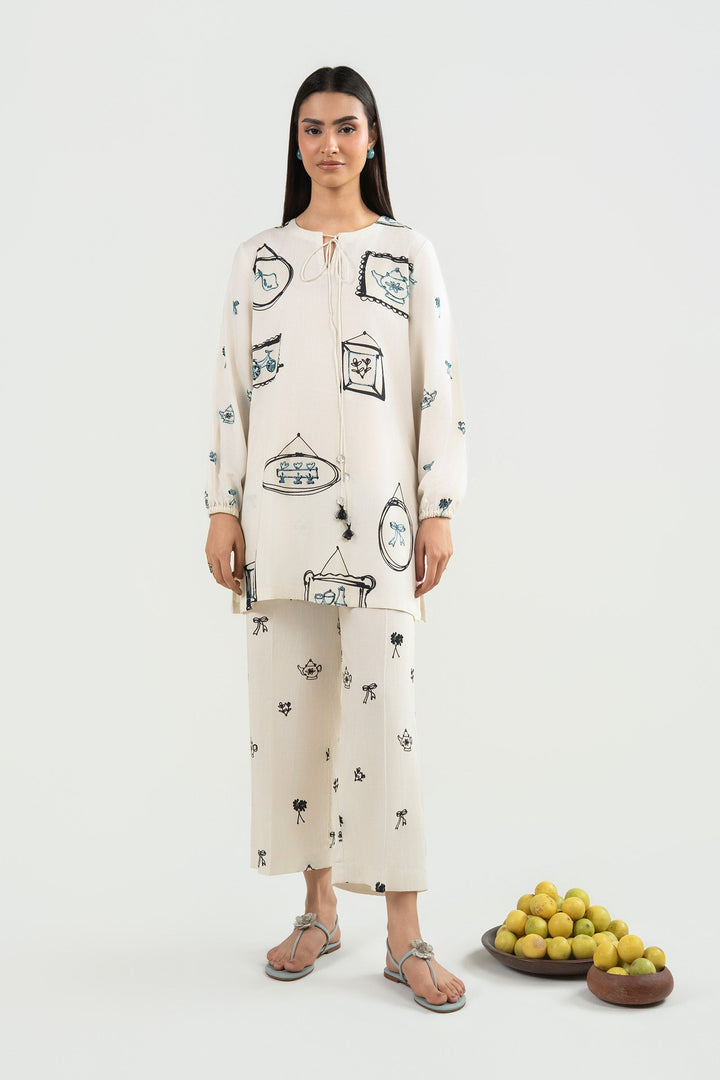 2 Pc Embellished Ripstop Suit Eid Collection MBSST79-ESM-WHT