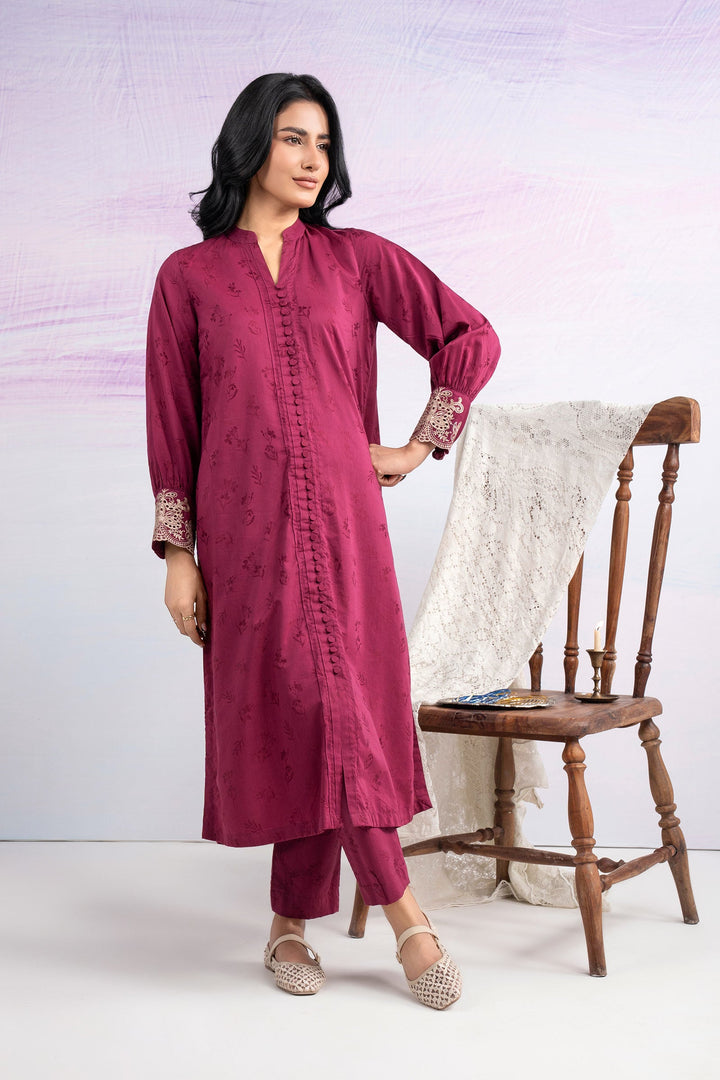 2 Pc Embroidered Filament Viscose Suit m-basic Casuals MBWC121-ESM-PLM