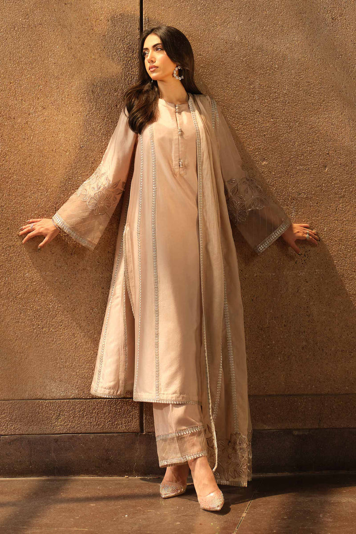 3 Piece Embroidered Tassel Silk Suit New Arrivals MBS2501-ESM-GRY