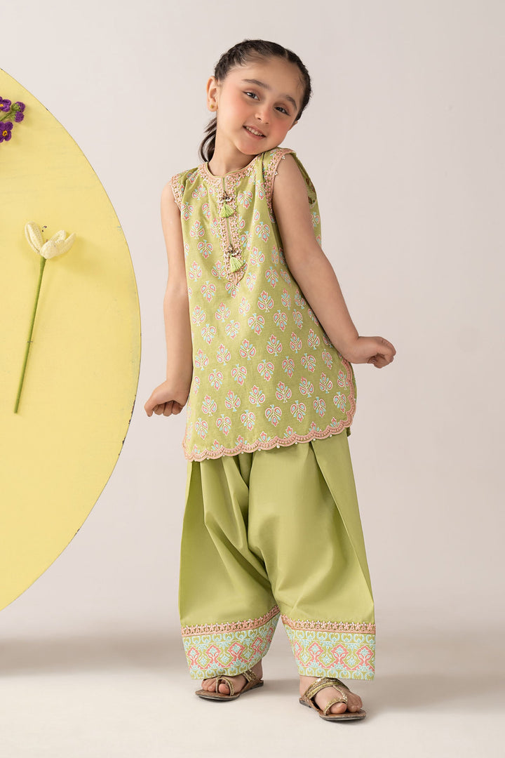 2 Piece Embroidered Dobby Lawn Suit Kids MDA2602-023-GRN
