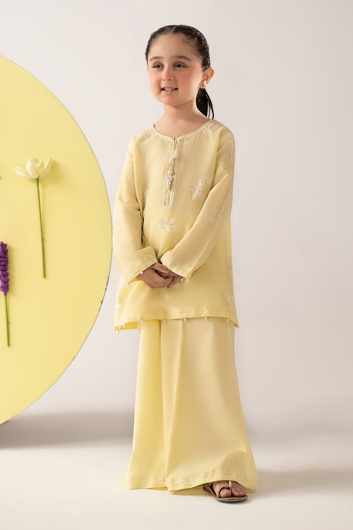 2 Piece Embroidered Dobby Lawn Suit Kids MDA2607-023-YLW