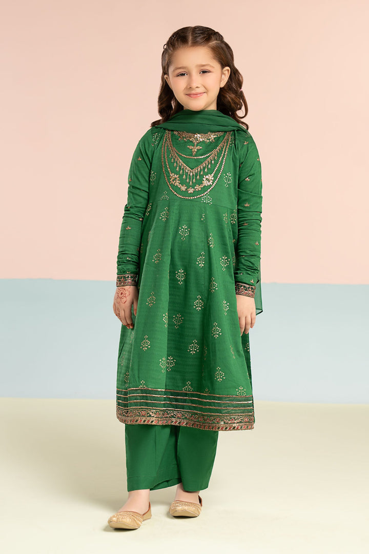 3 Piece Lawn Embroidered Suit Kids MKE23R1-023-GRN