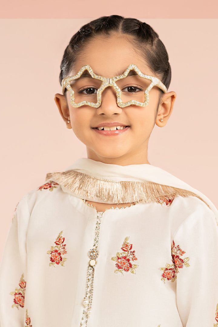 3 Piece Embroidered Dobby Lawn Suit Kids MDF2604-023-WAR