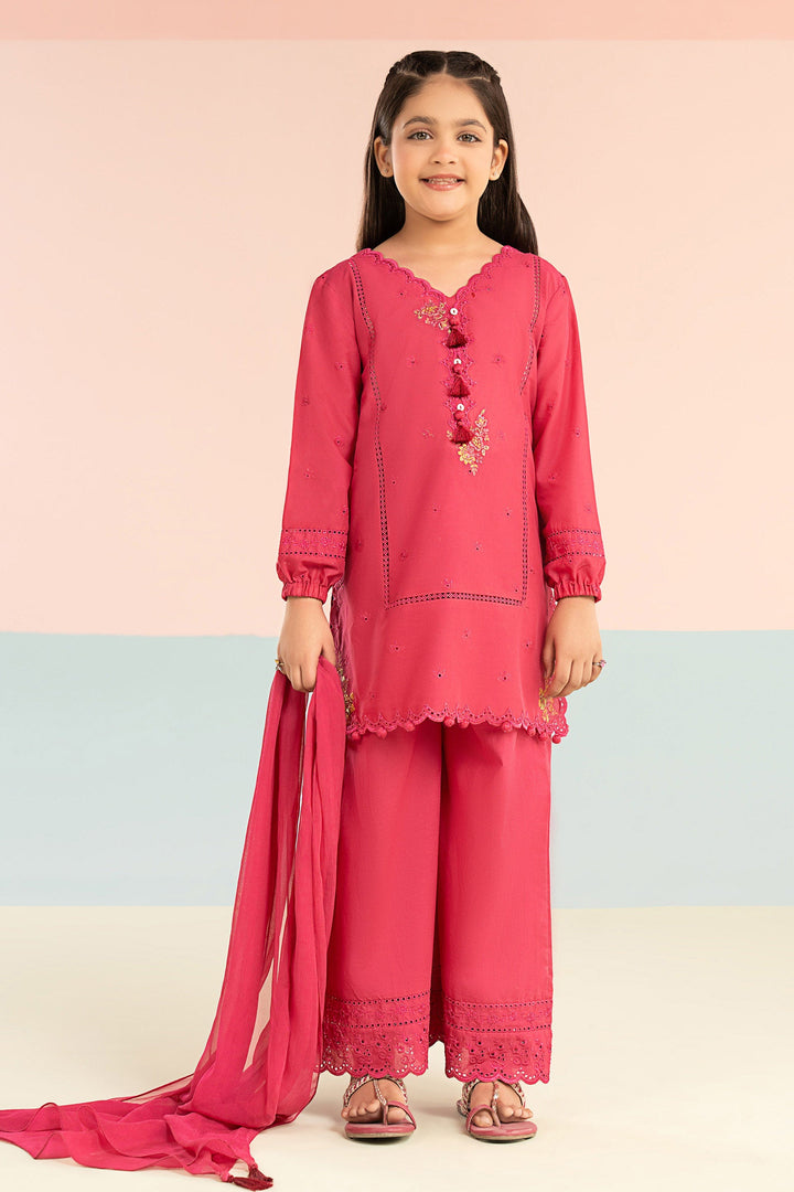 3 Piece Embroidered Lawn Suit Kids MDF2611-023-PNK