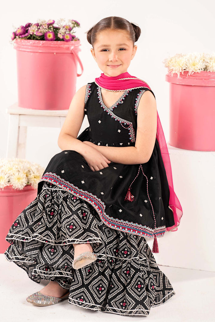 3 Piece Embroidered Lawn Suit Kids MDF2619-023-BLK