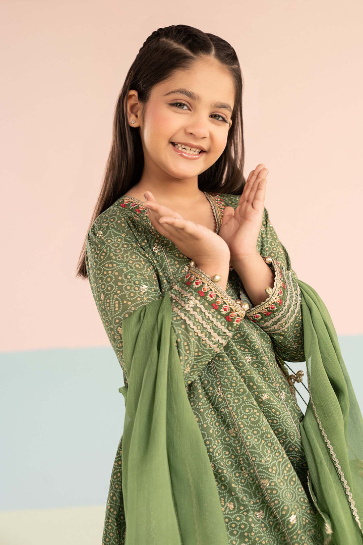 3 Piece Embroidered Lawn Suit Kids MDF2625-023-GRN