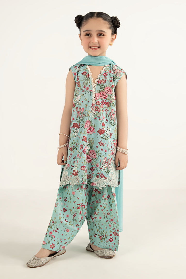 3 Piece Embroidered Lawn Suit Kids MDF2639-023-BLU