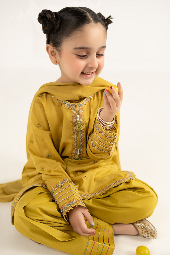 3 Piece Embroidered Dobby Lawn Suit Kids MDF2648-023-MTD