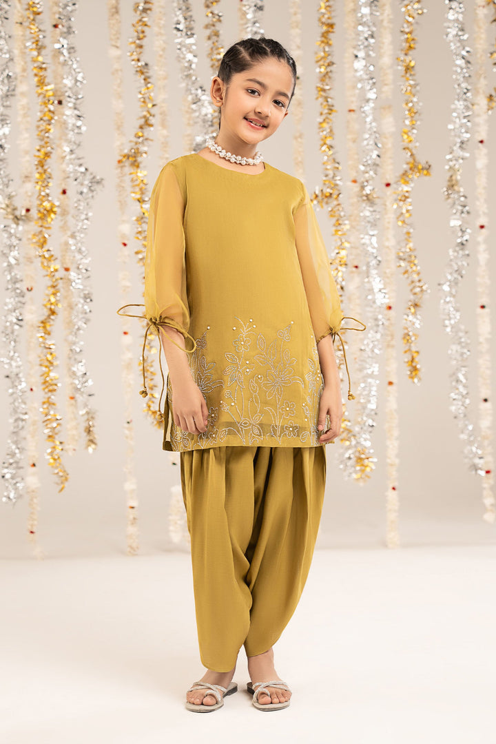 2 Piece Embellished Organza Suit Discount MSF2610-023-GRN