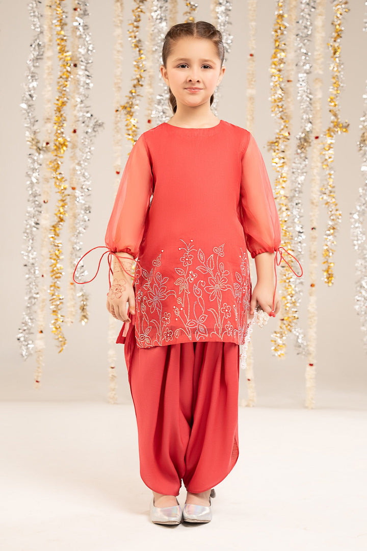 2 Piece Embellished Organza Suit Kids MSF2610-023-PNK