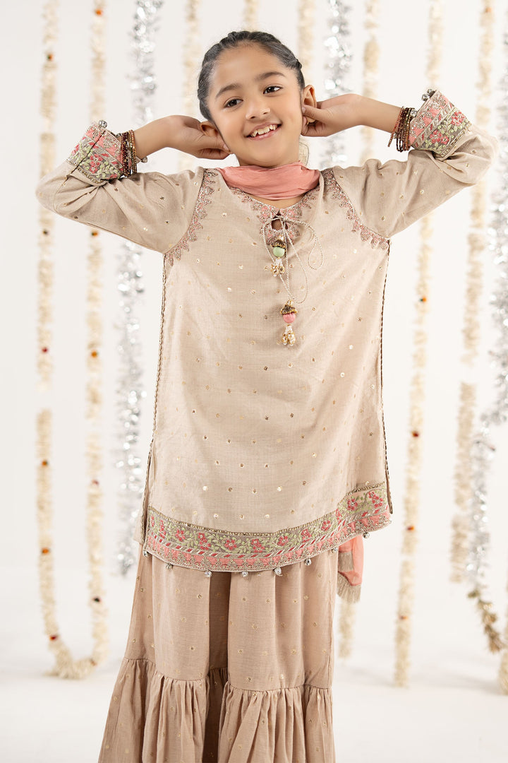 3 Piece Embroidered Lurex Jacquard Suit Kids MSF2613-023-OFW