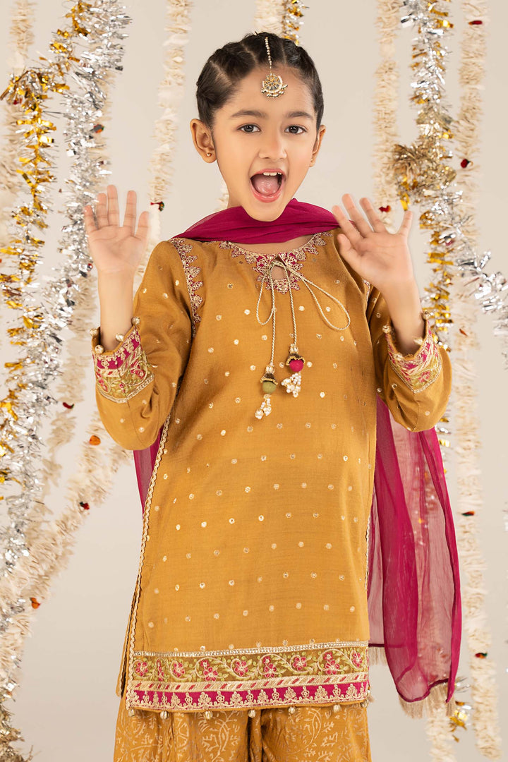 3 Piece Embroidered Lurex Jacquard Suit Kids MSF2613-023-MTD