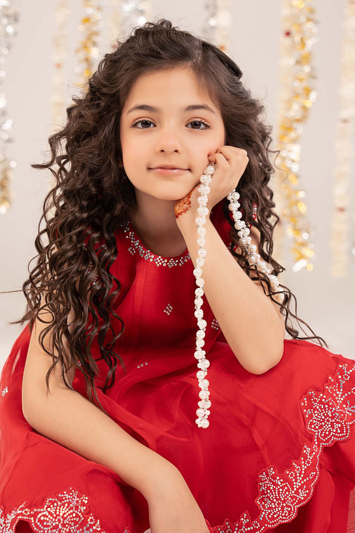 3 Piece Embellished Organza Suit Kids MSF2616-023-RED