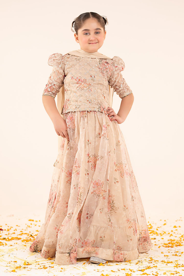 3 Piece Embroidered Organza Suit Kids MSF2623-023-OFW