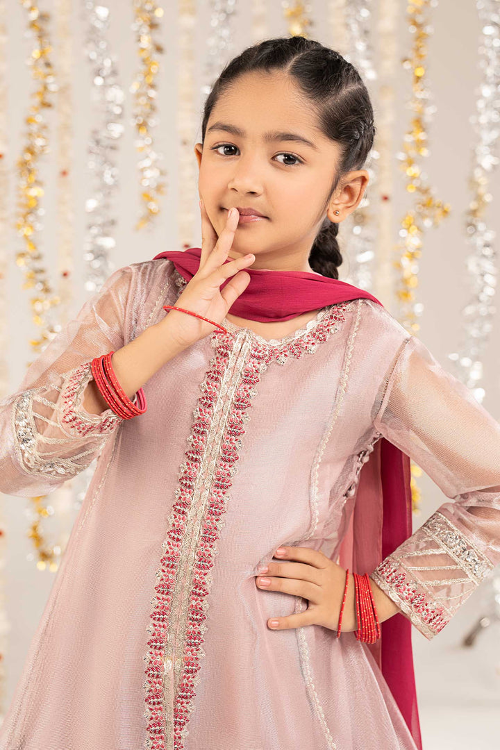 3 Piece Embroidered Zari Net Suit Kids MSF2624-023-LIA