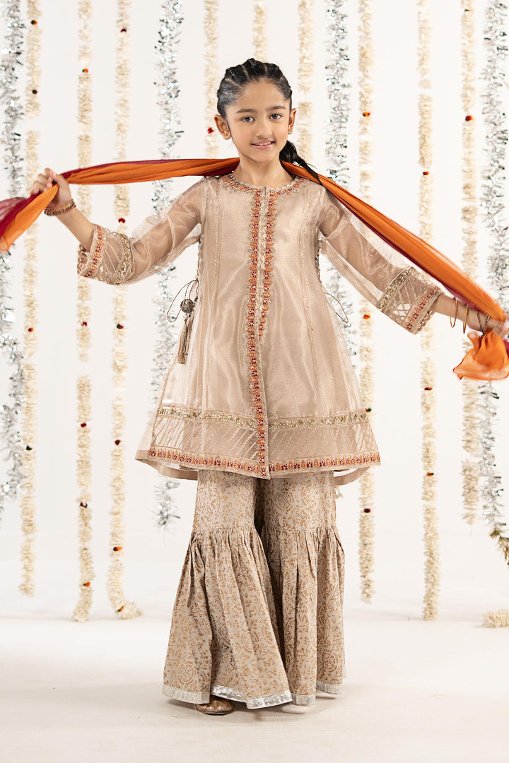 3 Piece Embroidered Zari Net Suit Kids MSF2624-023-OFW