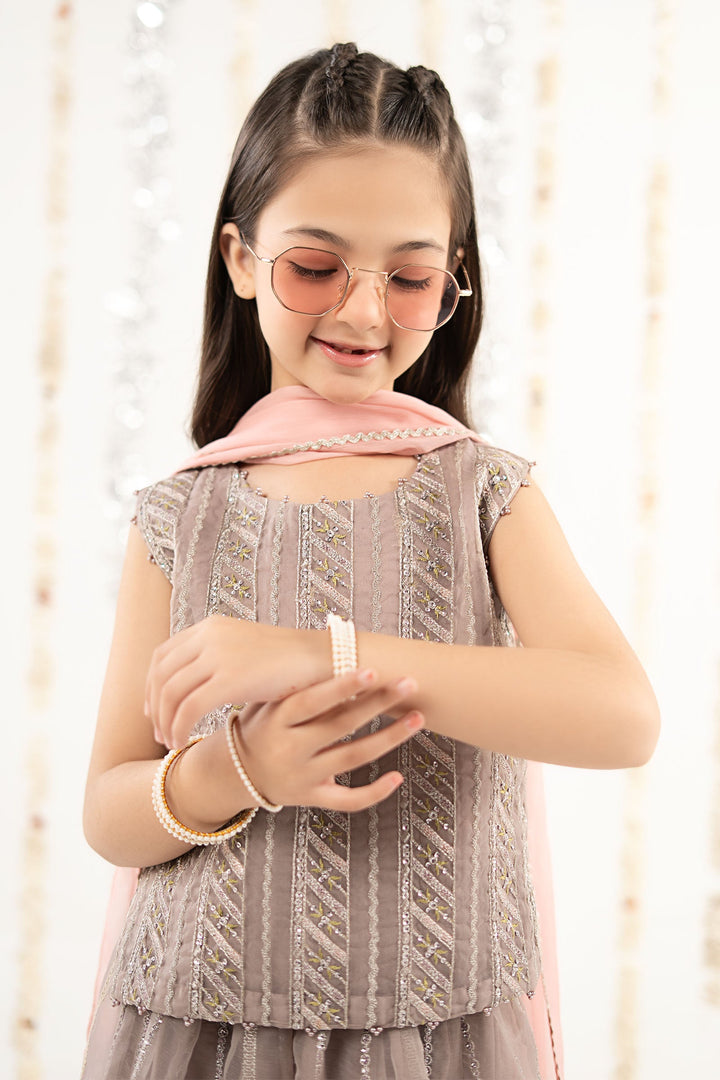 3 Piece Embroidered Organza Suit Kids MSF2634-023-LIA