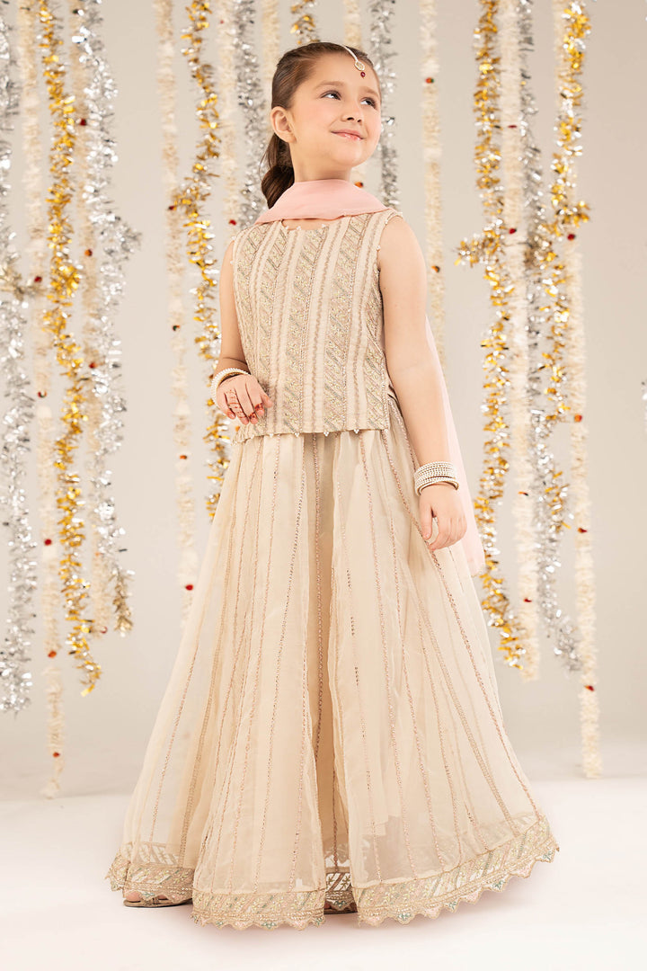 3 Piece Embroidered Organza Suit Kids MSF2634-023-OFW